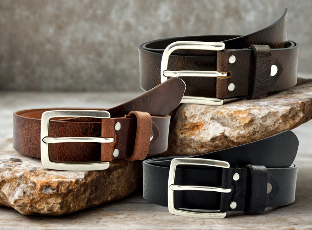 Hochwertige intermoda Ledergürtel aus Vollnarbenleder mit robusten Metallschnallen